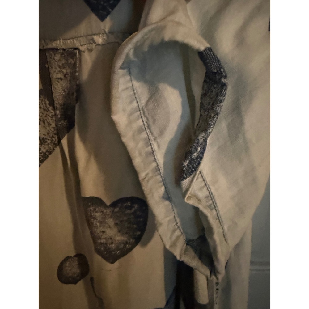 Easel Los Angeles Heart Print Denim Shirt Dress Light Wash Distressed Mini XL - Picture 4 of 5
